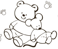 [Translate to greek:] NUK colouring page with teddy and mouse